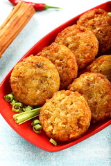Homemade spicy fried beef cutlets - traditional cooking.