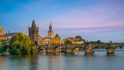 Downtown Prague city skyline, old town cityscape, Czech Republic