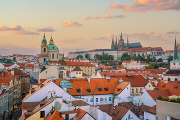 Downtown Prague city skyline, old town cityscape, Czech Republic