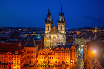 Fototapeta premium Downtown Prague city skyline, old town cityscape, Czech Republic
