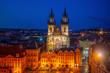 Fototapeta na wymiar Downtown Prague city skyline, old town cityscape, Czech Republic