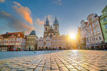 Fototapeta premium Downtown Prague city skyline, old town cityscape, Czech Republic