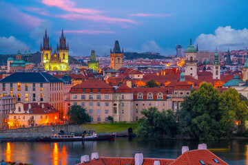Obraz premium Downtown Prague city skyline, old town cityscape, Czech Republic