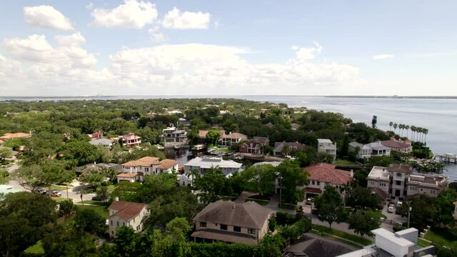 Aerial video tour Davis Island Tampa luxury waterfront mansion homes