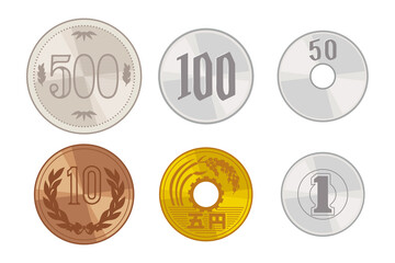 お金のイラスト 日本硬貨 セット