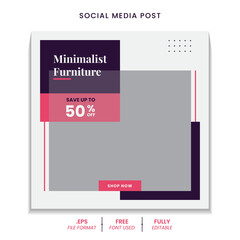 Minimalist modern furniture social media post template