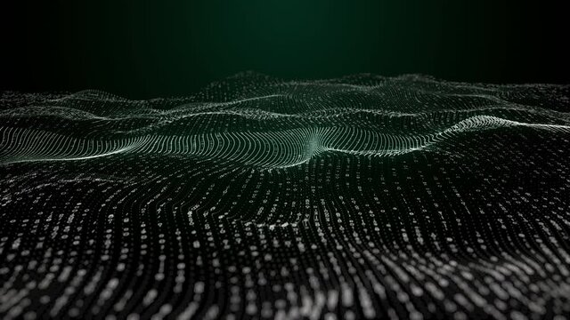 Motion graphic digital waves binary code background.