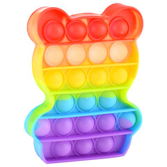 Pop it silicone rainbow anti-stress toy isolated on white background. Simple dimple, popular modern stress relief toys for adults and children. Fidget kid toy, Pop Bubble Fidget