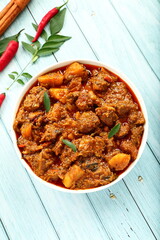 Bowl of Indian mutton, lamb roast curry.