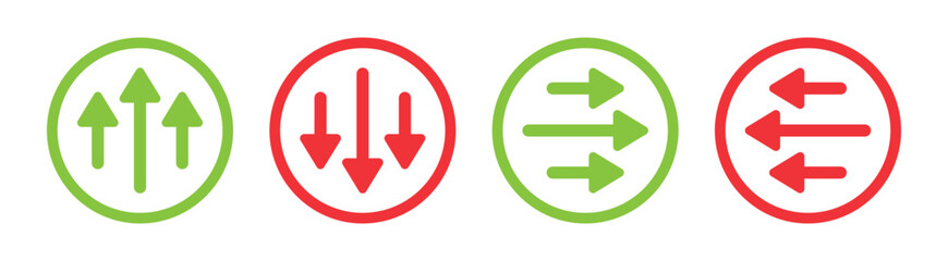 Arrow vector icon. Left, right, up, down symbol. Next, previous, top and bottom sign. © Icons-Studio
