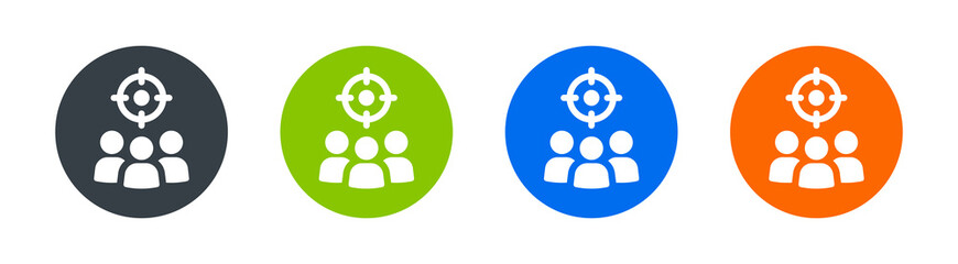 Target market icon, focus audience sign vector on circle design.