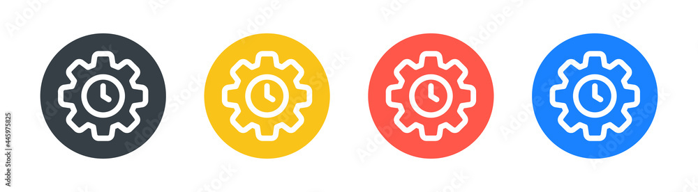 Poster efficient icon. clock with cogwheel symbol vector illustration.