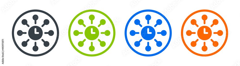 Poster time management icon isolated on white background. productivity symbol. circle button.