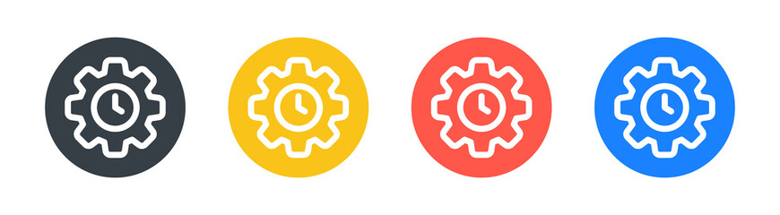 Efficient icon. Clock with cogwheel symbol vector illustration.