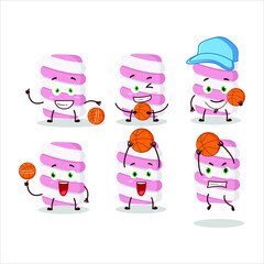 Talented marshmallow twist cartoon character as a basketball athlete. Vector illustration