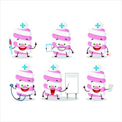 Doctor profession emoticon with marshmallow twist cartoon character. Vector illustration