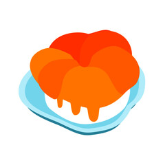 orange muffin on dish food isolate illustration