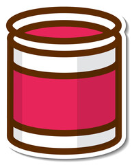 Red can cartoon sticker on white background