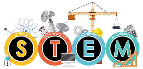 STEM education logo banner on white background © GraphicsRF