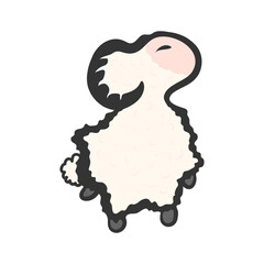 Sheep. Lamb. One of the symbols of farm, country and village. Template for icon, sticker or part of garland. Vector illustration.