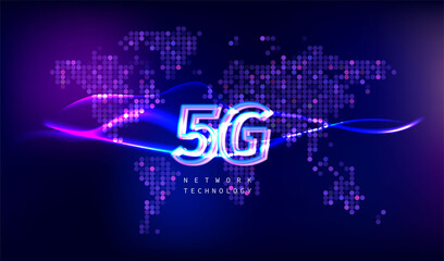 5G network wireless internet Wi-fi connection. communication network concept. High speed, broadband telecommunication. vector design.