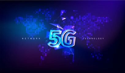 5G network wireless internet Wi-fi connection. communication network concept. High speed, broadband telecommunication. vector design.