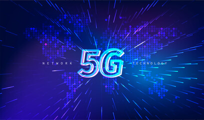 5G network wireless internet Wi-fi connection. communication network concept. High speed, broadband telecommunication. vector design.