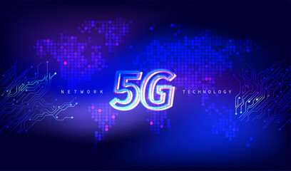 5G network wireless internet Wi-fi connection. communication network concept. High speed, broadband telecommunication. vector design.