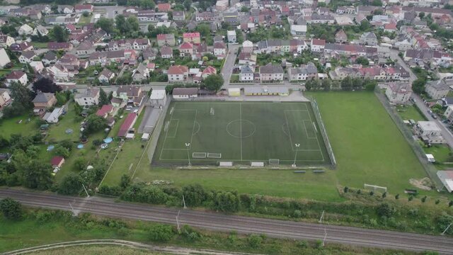 Football Field,Recreational Space With Train Transport Links At Svitavy Pardubice Region of the Czech Republic,.
