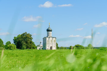Vladimir, Russia. Church of the Intercession on the Nerl - a white-stone church in the Vladimir...
