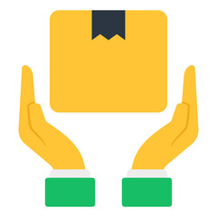 A flat design icon of parcel care