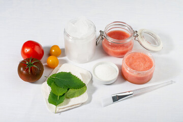 Tomato sugar scrub recipe. Organic home made cosmetic.