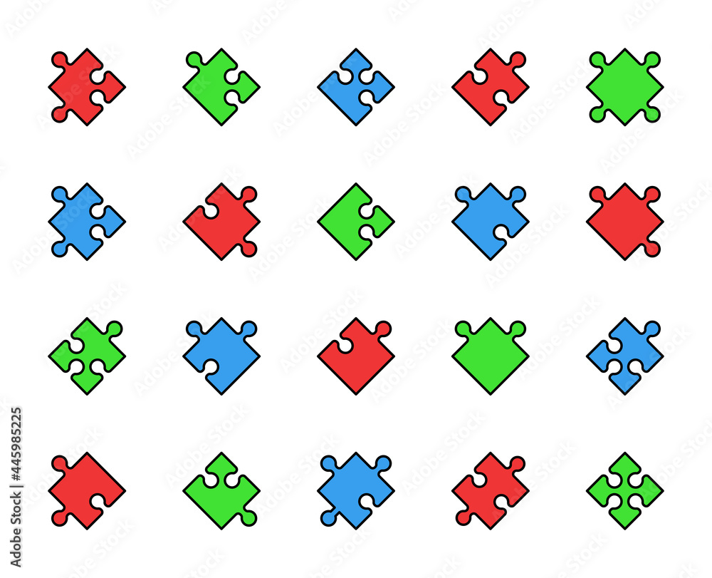 Aufkleber puzzle line icon set. collection of high quality color outline logo for mobile concepts and web apps