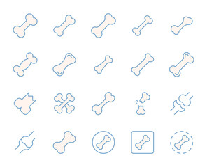 Bone design icons set. Thin line vector icons for mobile concepts and web apps. Premium quality icons in trendy flat style. Collection of high-quality color outline logo