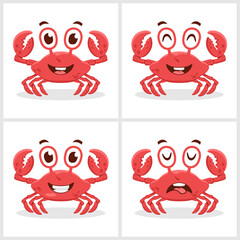 Set of cute crab cartoon vector illustration icon design concept. © Clushy