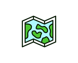 Paper map line icon. Vector symbol in trendy flat style on white background. Travel sing for design.