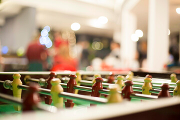 Closeup on a table football (aka foosball) game