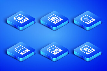 Set WAV file document, MOV, JPG, XSL, RAW and HTML icon. Vector