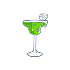 Cocktail Margarita alcohol drinks icon. Summer beverage, vector illustration cartoon