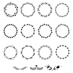 Set of Floral Wreaths. Vector illustration.
