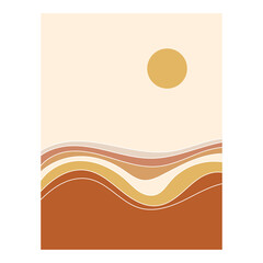 Abstract prints with desert landscape. Contemporary wall art. Vector illustration.