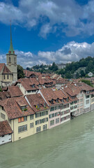 Hochwasser der Aare in Bern, Schweiz, Juli 2021