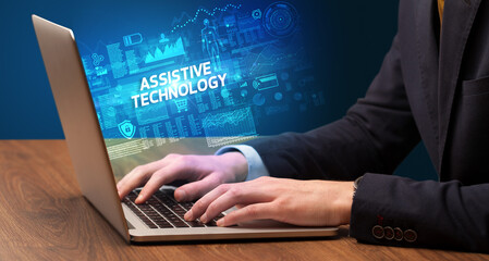 Businessman working on laptop concept