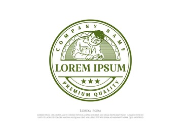 Retro Vintage Man Welding Badge Emblem for Industry Logo Design Vector