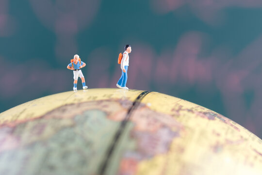 Pupils after school on the globe