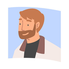 Videoconference and Web Meeting with Bearded Man Character Engaged in Online Communication in Real Time Vector Illustration