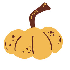 Pumpkin. Autumn mood. Vegetable. Fresh farm. Healthy vegetarian food. For icons, logos, illustrations, stickers, books, covers. Vector illustration in flat cartoon style isolated on white background.