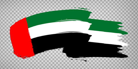Flag  United Arab Emirates brush stroke background.  Flag waving  UAE on transparent background for your web site design, app, UI.  EPS10.