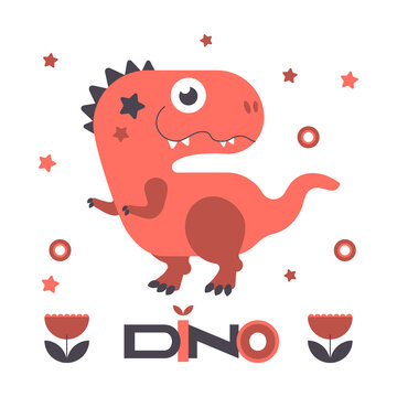Red dinosaur on an isolated background © Iryna
