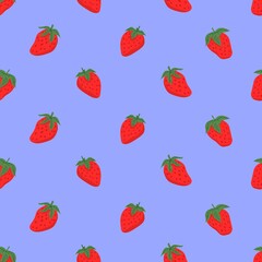 Cute cartoon strawberry. Seamless pattern for design of fabric, clothing, wallpaper, paper. Seamless isolated background.